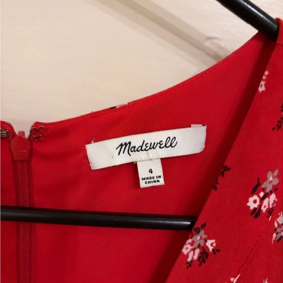 Madewell Silk Ruffle-Sleeve Button-Front Dress in Little Lilies Size 4 - Picture 2 of 3